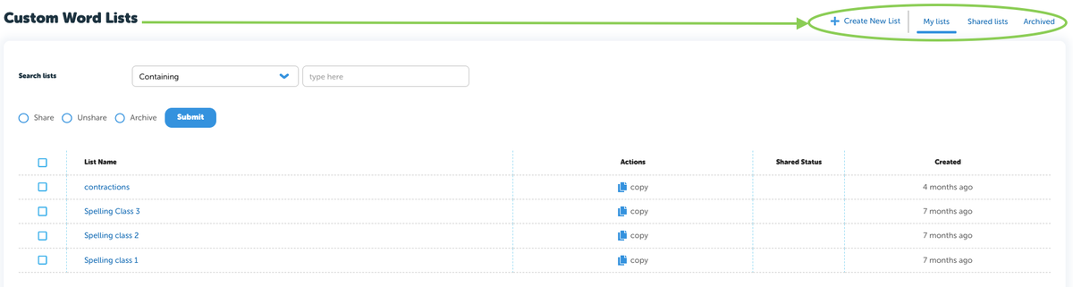 Create and assign a Custom Word List